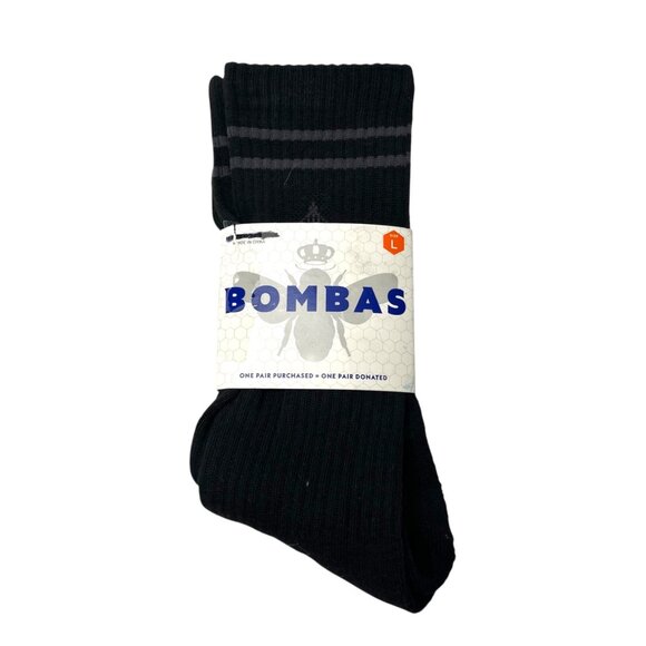 Bombas Black Crew Socks Large With Honeycomb Arch Support System - Picture 1 of 5